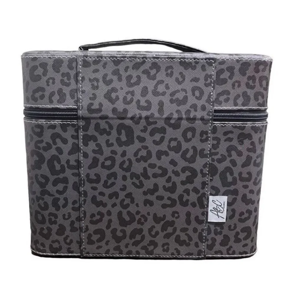 Western Aztec Print Cosmetic Case Womens Leopard Tiered Makeup Storage Brand New